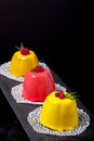 Bright mousse cake with berries. Shallow depth of field.