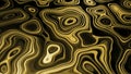 Bright moving liquid with marble pattern. Design. Beautiful 3D pattern of moving curved lines on black background