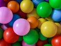 Bright multi-colored balls for the pool for childrens games.Toys for children,entertainment for kids