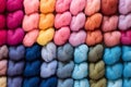 Colorful yarn balls in various shades. Royalty Free Stock Photo