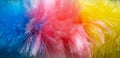 Bright multi-colored dust pan, fluffy fiber threads Royalty Free Stock Photo