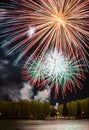 Bright multi-colored fireworks lights Royalty Free Stock Photo