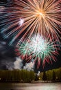 Bright multi-colored fireworks lights