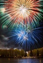 Bright multi-colored fireworks lights Royalty Free Stock Photo