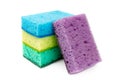 Bright multi-colored sponges for sanitary work, washing dishes, cleaning the bathroom and other household needs. The need for Royalty Free Stock Photo