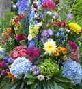 Bright multicolor bouquet made of different flowers