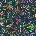 Bright multicolor leaves seamless baby pattern for fabric and paper. Hand-drawn leafy print