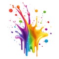 Bright Multicolor Paint Splash Dripping on White Background for Creative Art Projects and Vibrant Abstract Visual Concepts Royalty Free Stock Photo
