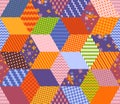 Bright multicolor patchwork pattern. Seamless vector illustration of quilt.