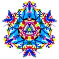 The bright Multicolor triangular pattern. Painted mandala.