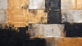 Closeup of abstract rough with gold,white and black oil brushstrokes, pallet knife paint on canvas Royalty Free Stock Photo