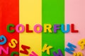 Bright multicolored alphabet with colorful wording background