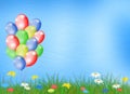 Bright multicolored background with balloon