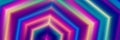 Bright multicolored neon hexagon. Wide vector graphic pattern