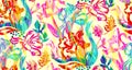 Bright multicolored summer girlish pattern with cute tulip flowers for textile dresses