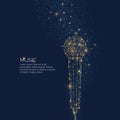 Bright music poster with microphone of glitter place for text. Vector illustration