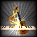 Bright musical with a treble clef and piano uno Royalty Free Stock Photo