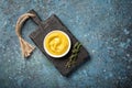 Bright mustard sauce for tasty and spicy food Royalty Free Stock Photo