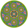 Bright mystical mandala with six-pointed star. Vector design