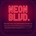 Bright Neon Alphabet Letters, Numbers and Symbols Sign in Vector.