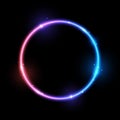 Bright neon circle on black background - vector shiny element for Your design