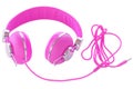 Bright neon colored purple female headphones