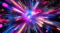 Bright neon colors create a dynamic explosion of light in an abstract surprise background Generative AI Royalty Free Stock Photo