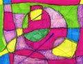 Bright Neon Cubist Abstract Art