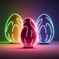 Bright neon Easter eggs emit warm, inviting hues