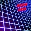 Bright neon grid lines glowing background with 80s style Royalty Free Stock Photo