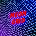 Bright neon grid lines glowing background with 80s style Royalty Free Stock Photo