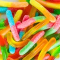 Bright neon gummy worms in a heap. Royalty Free Stock Photo
