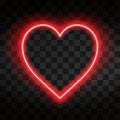 Bright neon heart. Heart sign on dark transparent background. Neon glow effect Royalty Free Stock Photo