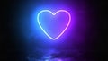 Bright neon heart in smoke, seamless loop video