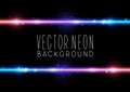 Bright neon horizontal border on black background - vector shiny elements for Your design