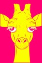 Head of funny neon giraffe vector illustration