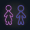 Bright neon male female family icon