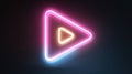 Neon Play Button Glowing in Vibrant Colors Against a Dark Background Royalty Free Stock Photo