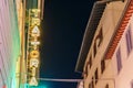 Neon trattoria sign at an Italian restaurant in Centro Storico, Florence, Italy Royalty Free Stock Photo