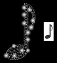 Bright Network Music Note Icon with Glare Lightspots