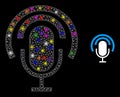 Bright Network Podcast Microphone Icon with Glare Colorful Light Spots