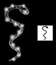 Bright Network Snake Mesh Icon with Glare Dots