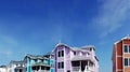 Bright new pastel color beach houses in Nags Head, on the North Carolina Outer Banks Royalty Free Stock Photo