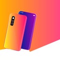 Bright new smartphone, orange and purple color
