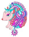 Bright nice hedgehog ethnic doodle vector illustration Royalty Free Stock Photo
