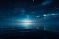 bright night landscape with the moon illuminating the calm sea generative ai Royalty Free Stock Photo