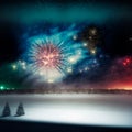 Bright night sky with fireworks Royalty Free Stock Photo