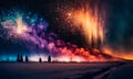 Bright night sky with fireworks Royalty Free Stock Photo