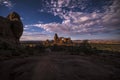 Bright night sky from the full moon over Turret Arch Royalty Free Stock Photo