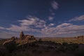 Bright night sky from the full moon over Turret Arch